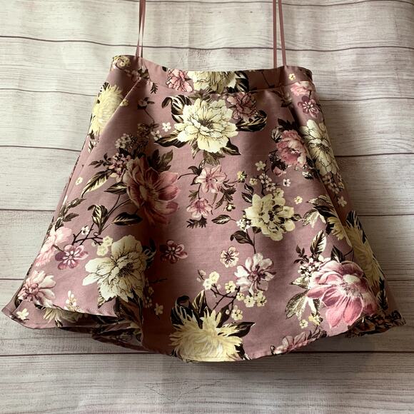 City Vibe Dusty Rose Floral Skirt Mini Flare Petticoat Formal Dance Size 15 - Picture 1 of 16